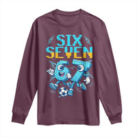Funny Six Seven Pixel Playing Soccer Long Sleeve Shirt Gen Z Alpha Gift