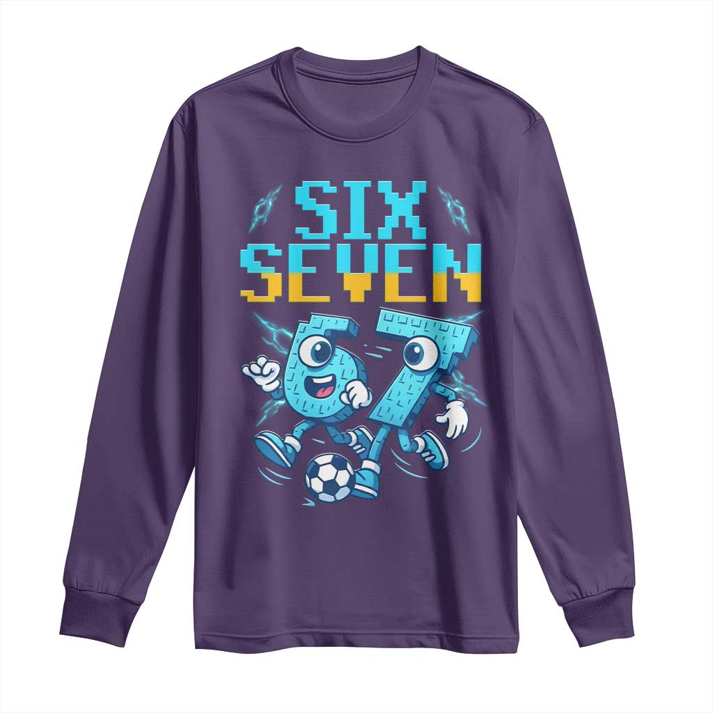 Funny Six Seven Pixel Playing Soccer Long Sleeve Shirt Gen Z Alpha Gift
