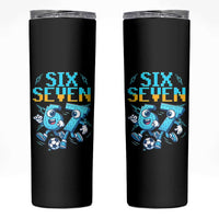 Funny Six Seven Pixel Playing Soccer Skinny Tumbler Gen Z Alpha Gift
