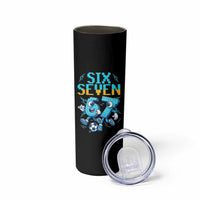 Funny Six Seven Pixel Playing Soccer Skinny Tumbler Gen Z Alpha Gift