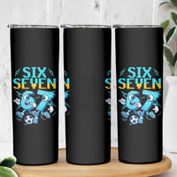 Funny Six Seven Pixel Playing Soccer Skinny Tumbler Gen Z Alpha Gift