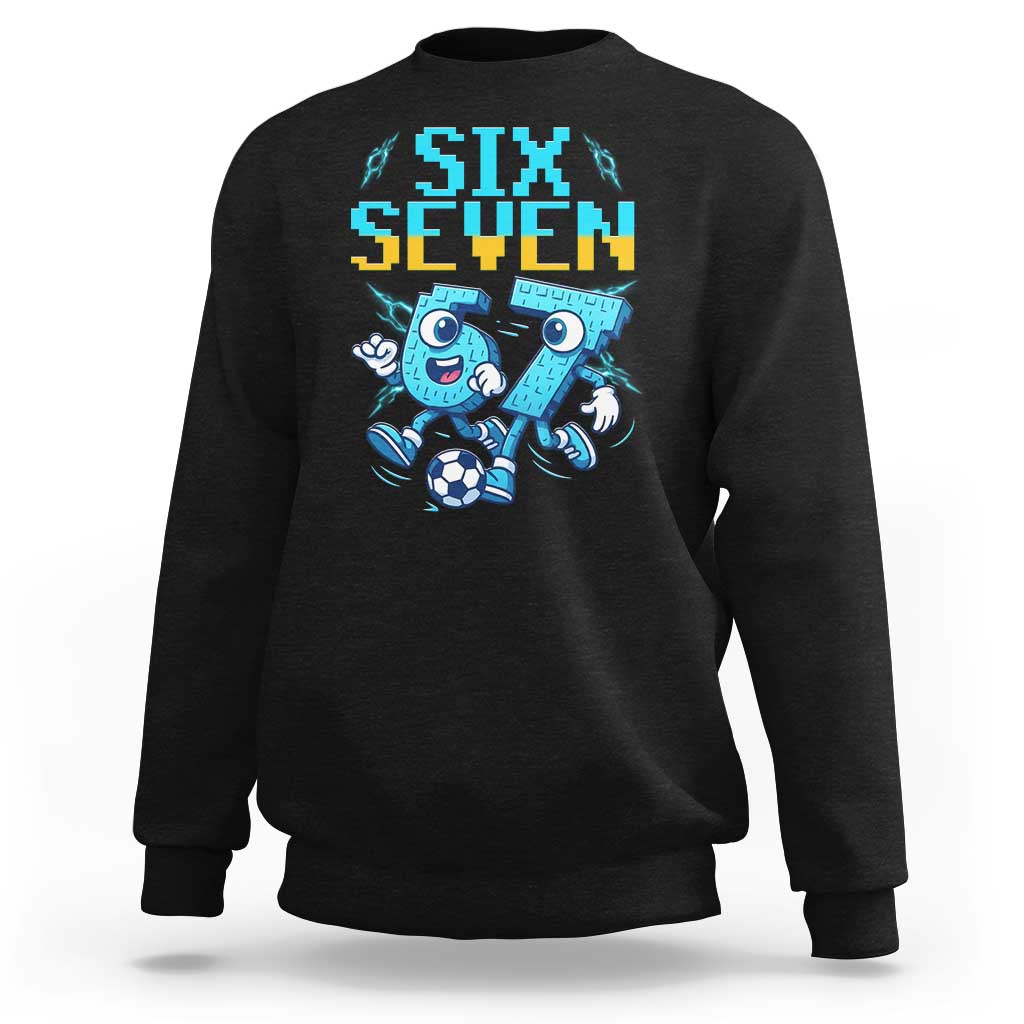Funny Six Seven Pixel Playing Soccer Sweatshirt Gen Z Alpha Gift