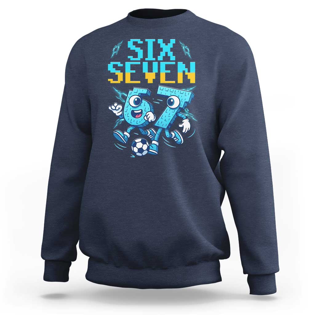 Funny Six Seven Pixel Playing Soccer Sweatshirt Gen Z Alpha Gift
