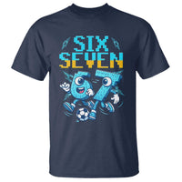Funny Six Seven Pixel Playing Soccer T Shirt Gen Z Alpha Gift