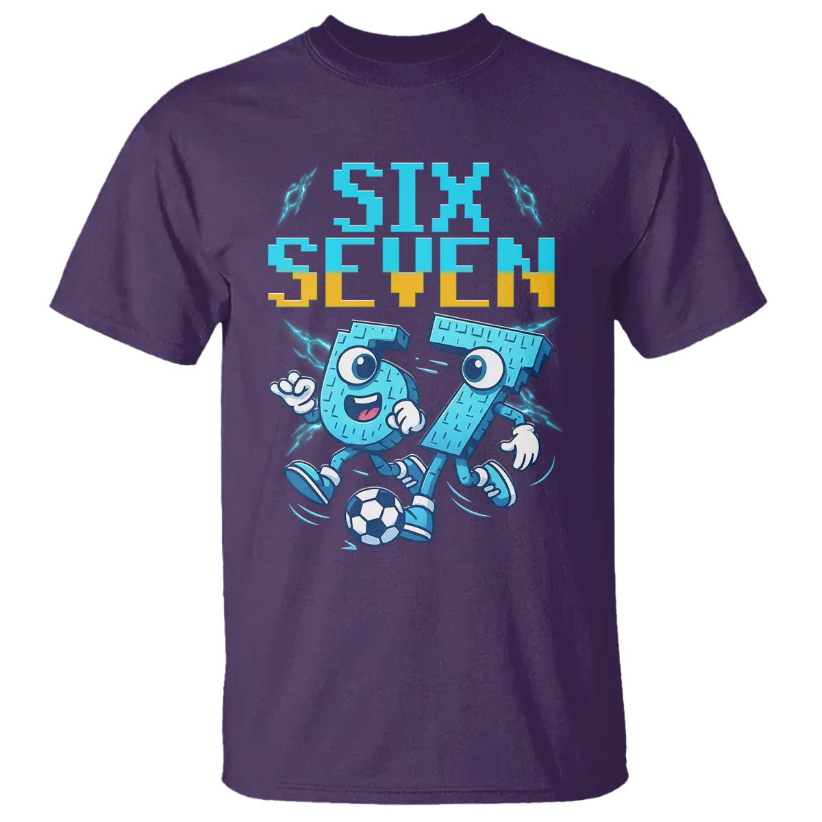 Funny Six Seven Pixel Playing Soccer T Shirt Gen Z Alpha Gift