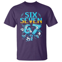 Funny Six Seven Pixel Playing Soccer T Shirt Gen Z Alpha Gift