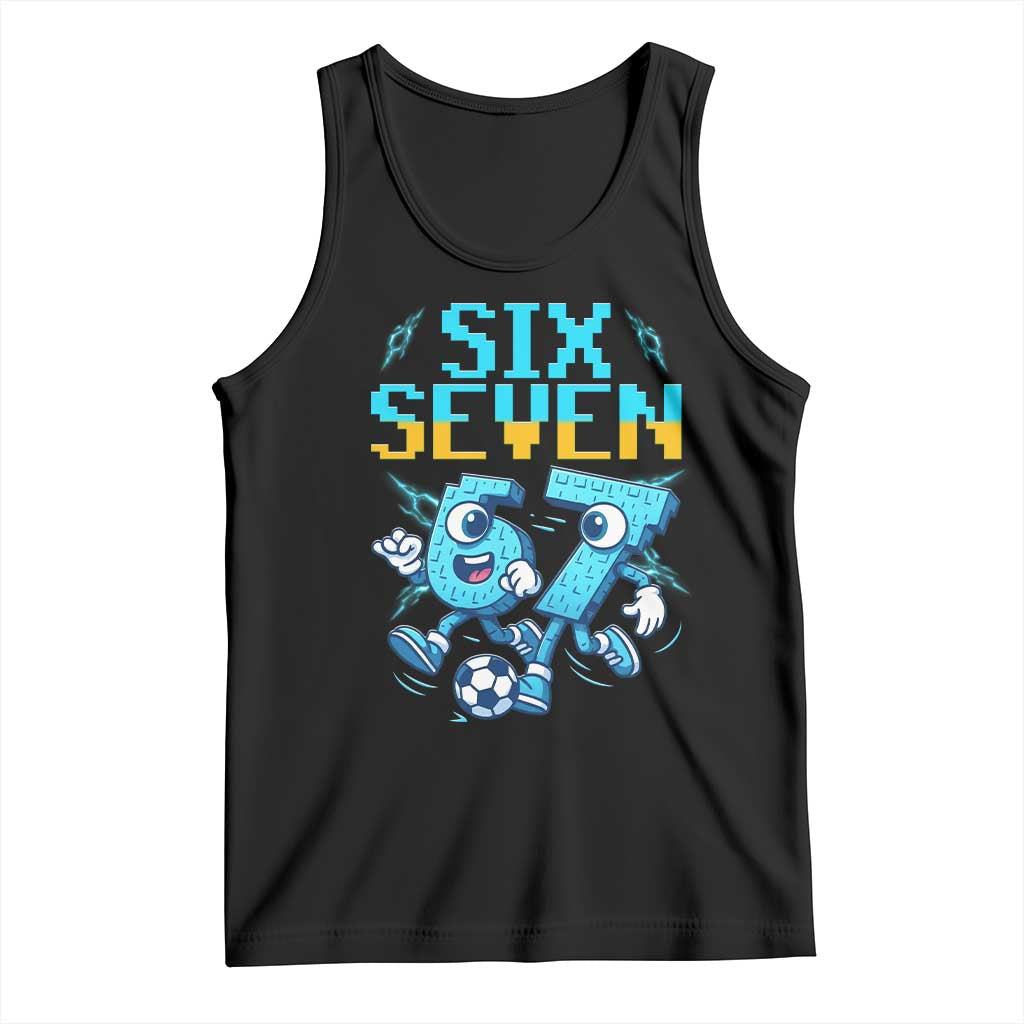 Funny Six Seven Pixel Playing Soccer Tank Top Gen Z Alpha Gift