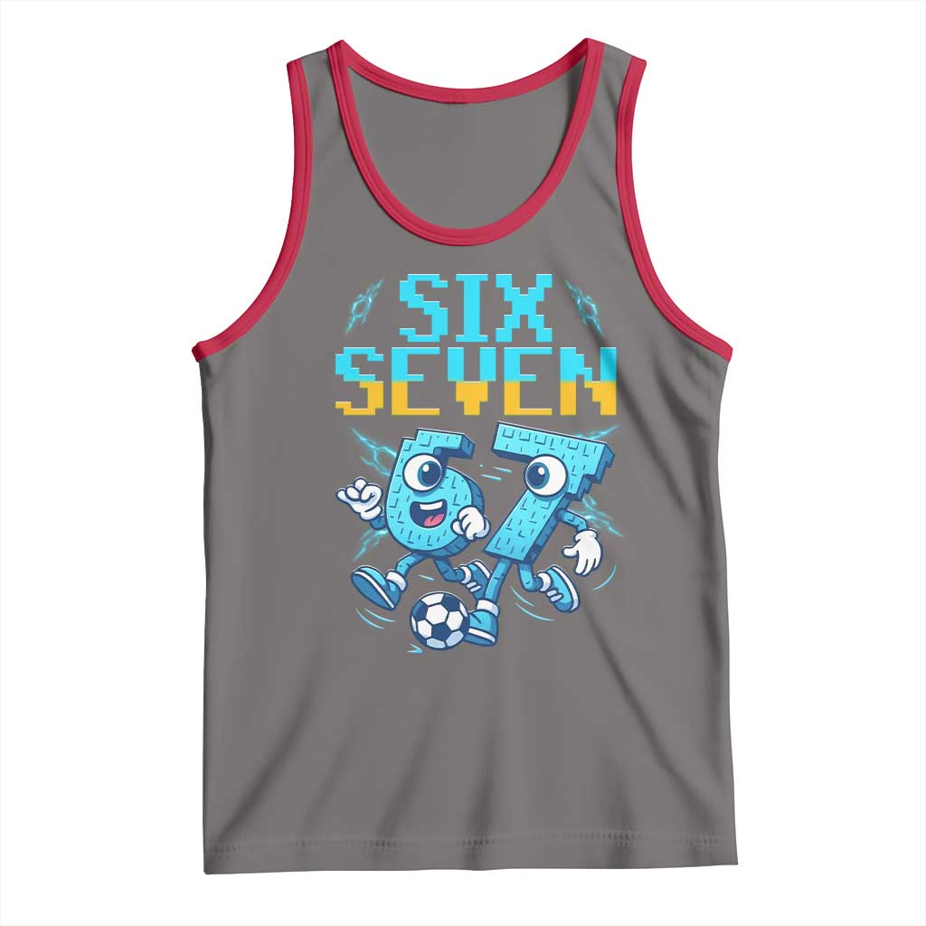 Funny Six Seven Pixel Playing Soccer Tank Top Gen Z Alpha Gift