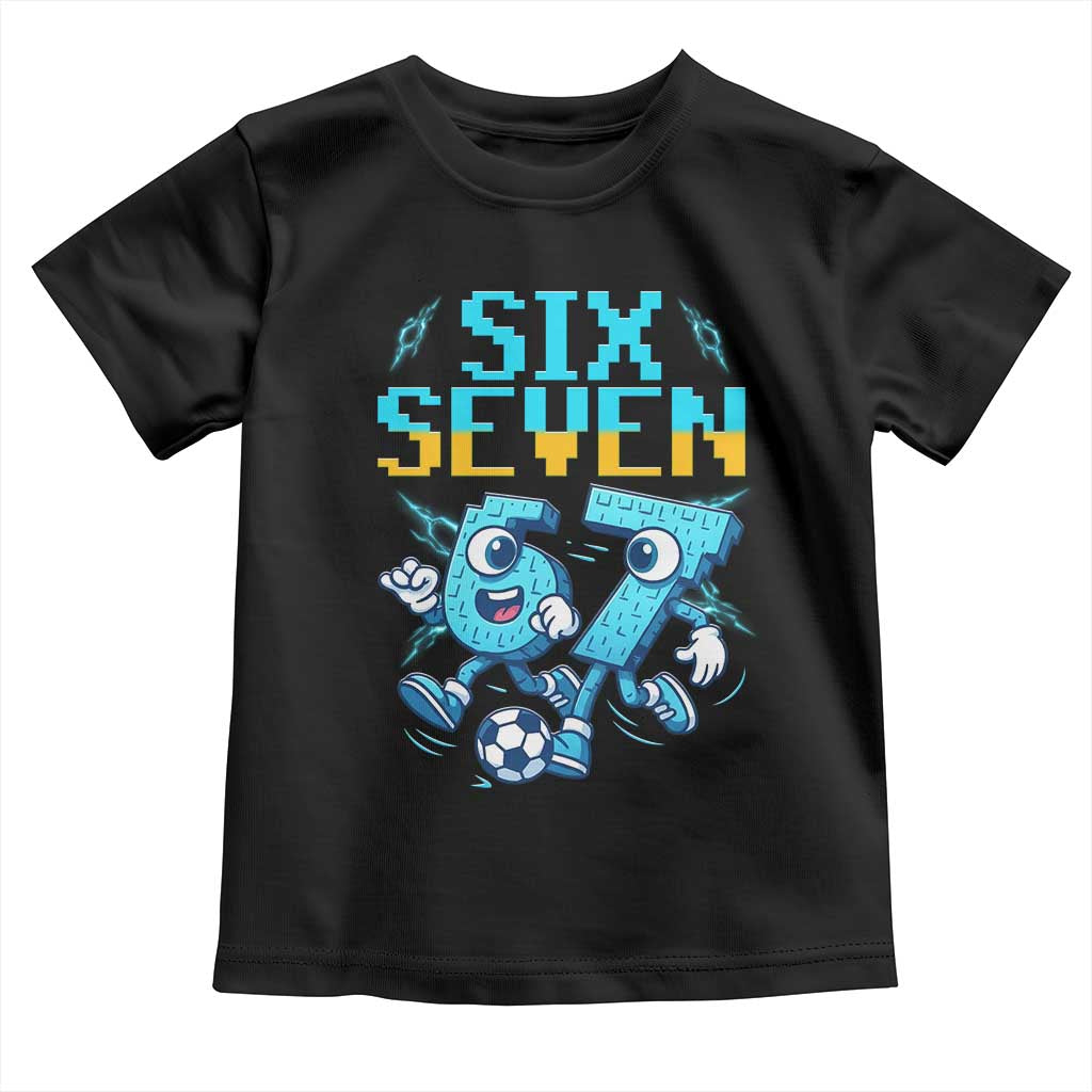 Funny Six Seven Pixel Playing Soccer Toddler T Shirt Gen Z Alpha Gift