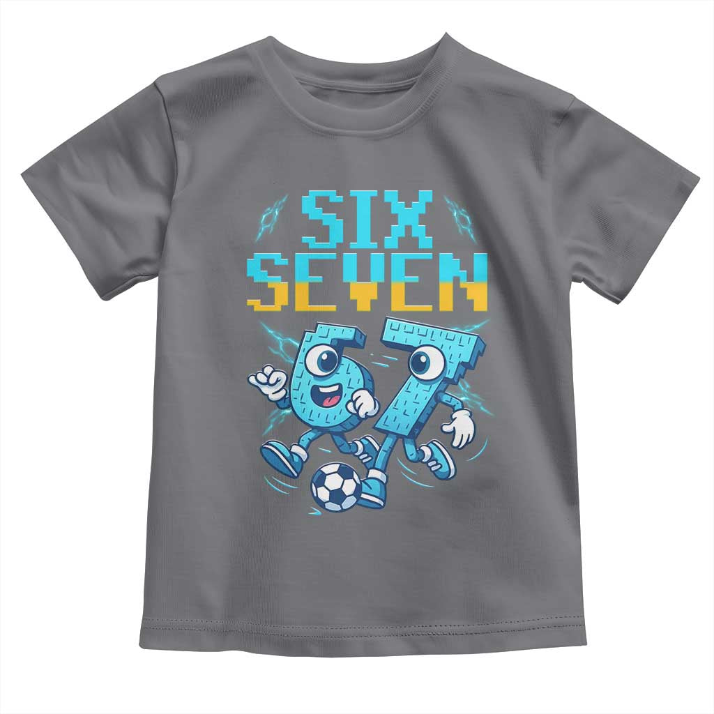 Funny Six Seven Pixel Playing Soccer Toddler T Shirt Gen Z Alpha Gift