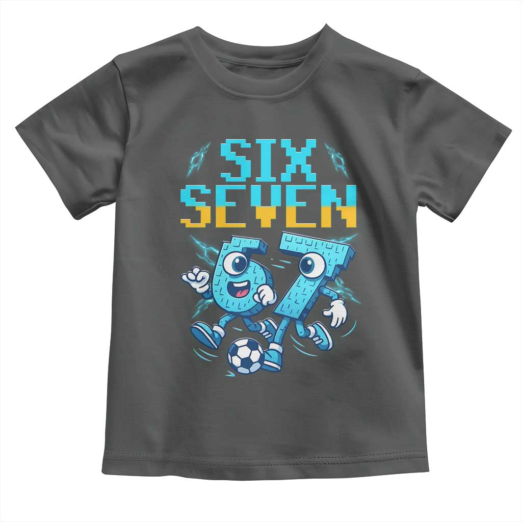 Funny Six Seven Pixel Playing Soccer Toddler T Shirt Gen Z Alpha Gift