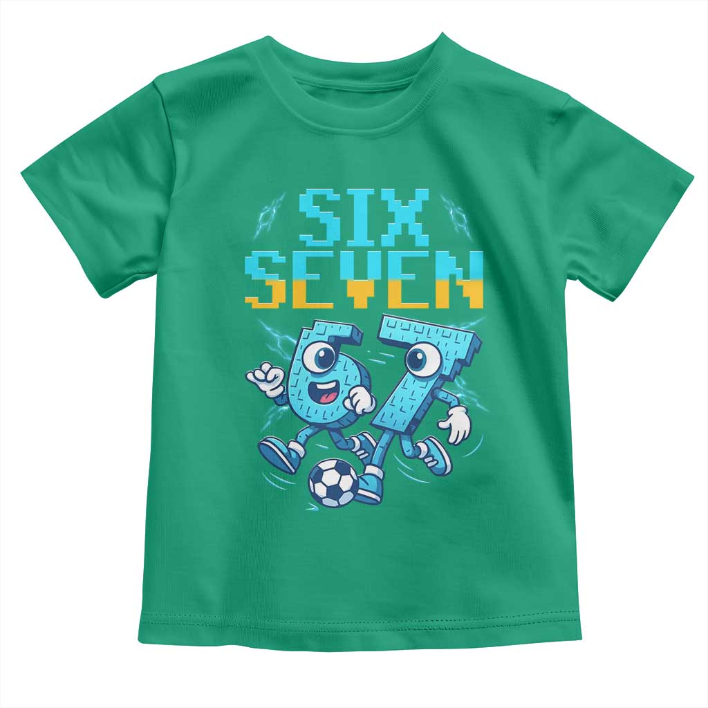Funny Six Seven Pixel Playing Soccer Toddler T Shirt Gen Z Alpha Gift
