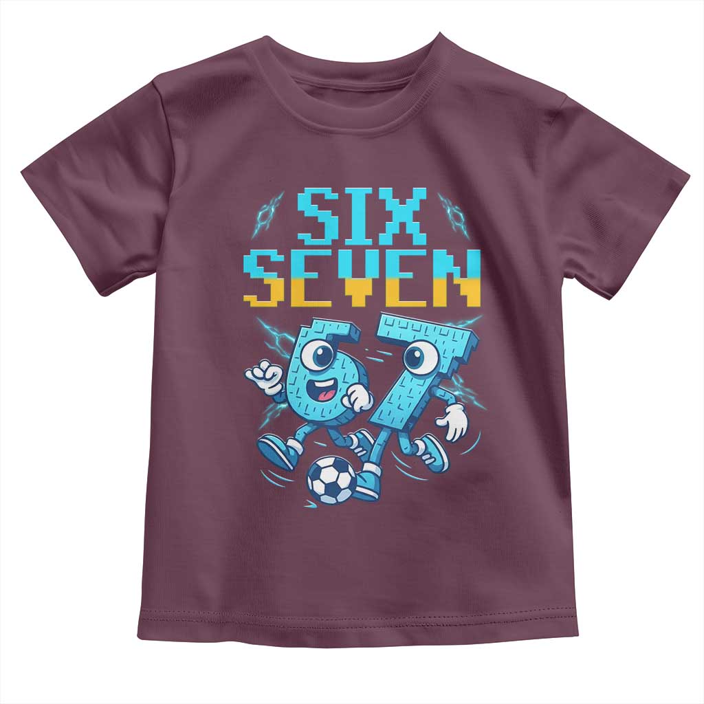 Funny Six Seven Pixel Playing Soccer Toddler T Shirt Gen Z Alpha Gift
