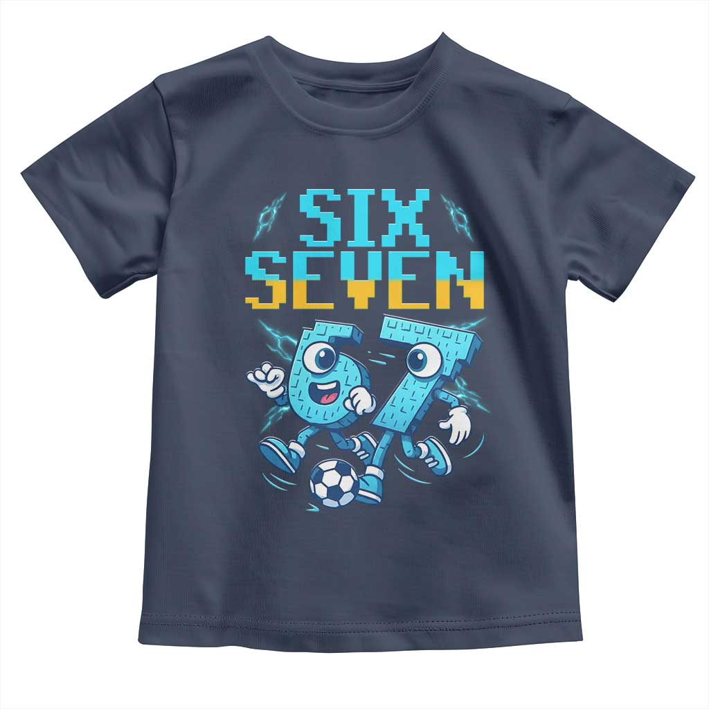 Funny Six Seven Pixel Playing Soccer Toddler T Shirt Gen Z Alpha Gift