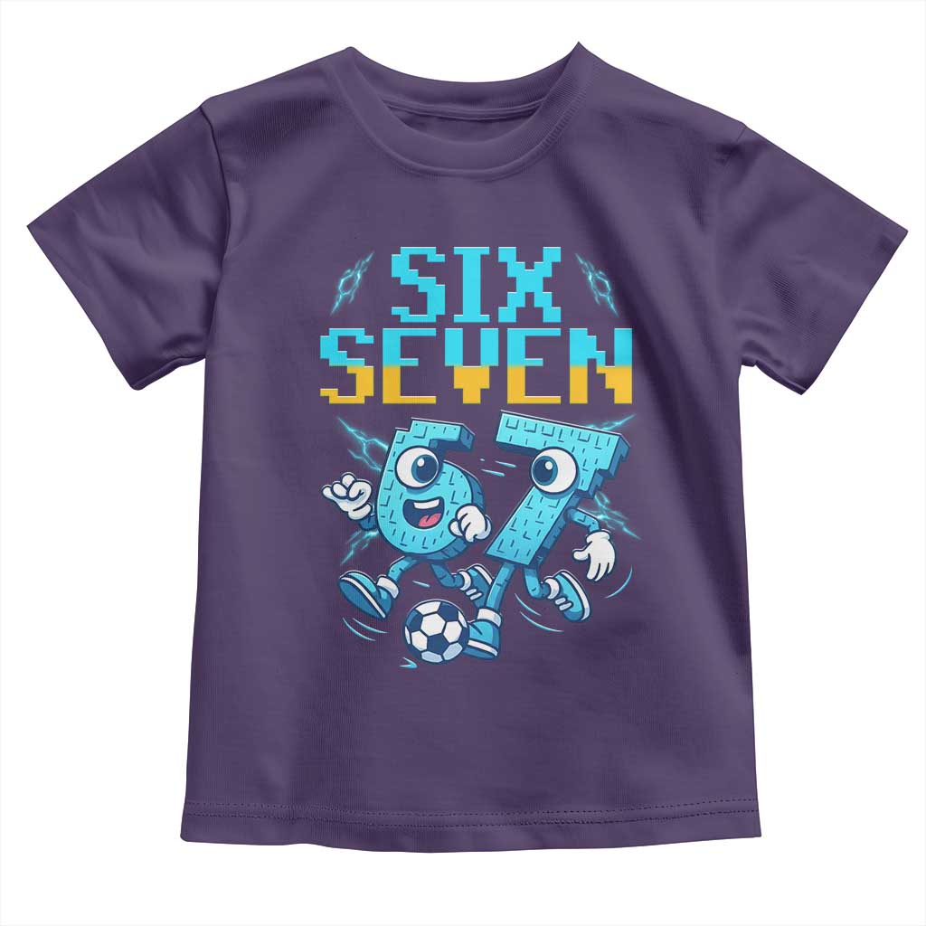Funny Six Seven Pixel Playing Soccer Toddler T Shirt Gen Z Alpha Gift