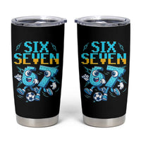 Funny Six Seven Pixel Playing Soccer Tumbler Cup Gen Z Alpha Gift