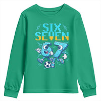 Funny Six Seven Pixel Playing Soccer Youth Sweatshirt Gen Z Alpha Gift
