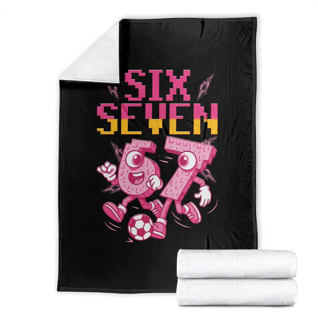 Funny Gen Z Alpha Gift Throw Blanket Six Seven Meme Soccer Lover