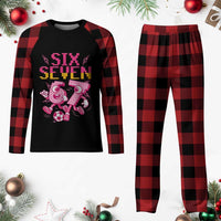 Funny Gen Z Alpha Gift Plaid Pajama Set Six Seven Meme Soccer Lover