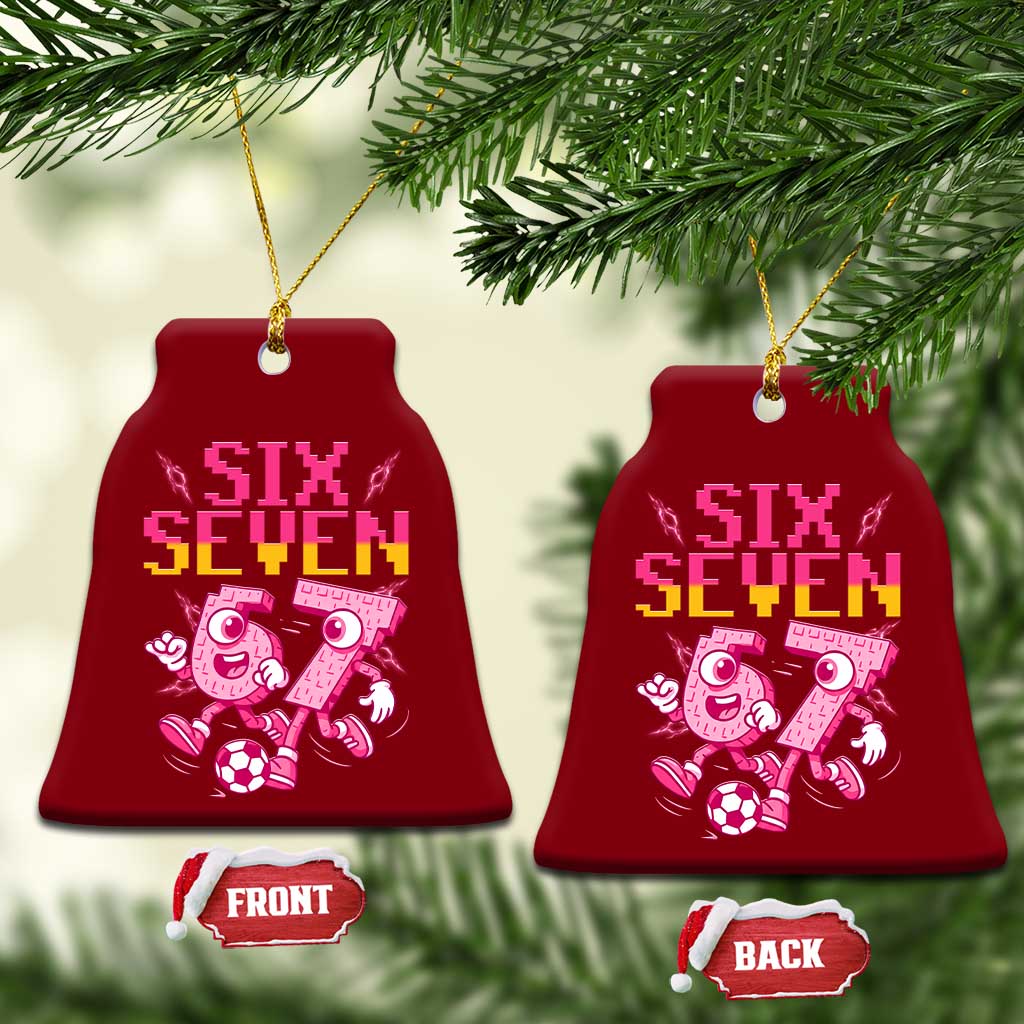 Funny Gen Z Alpha Gift Ceramic Ornament Six Seven Meme Soccer Lover
