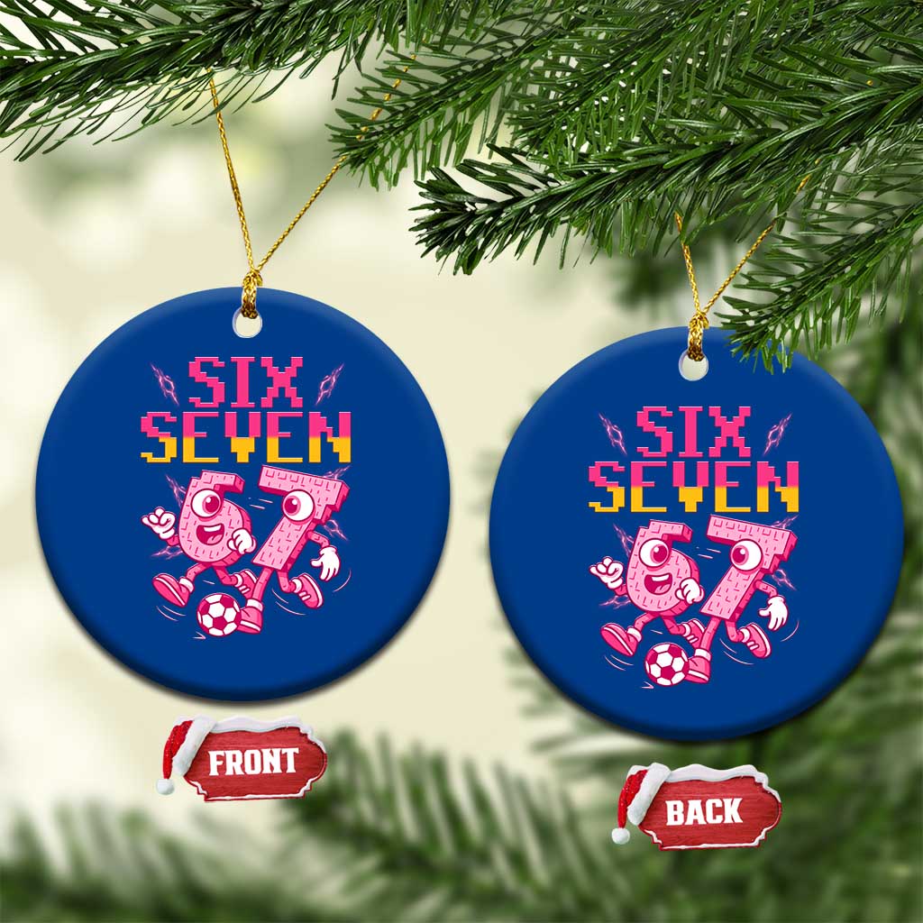 Funny Gen Z Alpha Gift Ceramic Ornament Six Seven Meme Soccer Lover