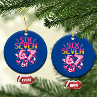 Funny Gen Z Alpha Gift Ceramic Ornament Six Seven Meme Soccer Lover