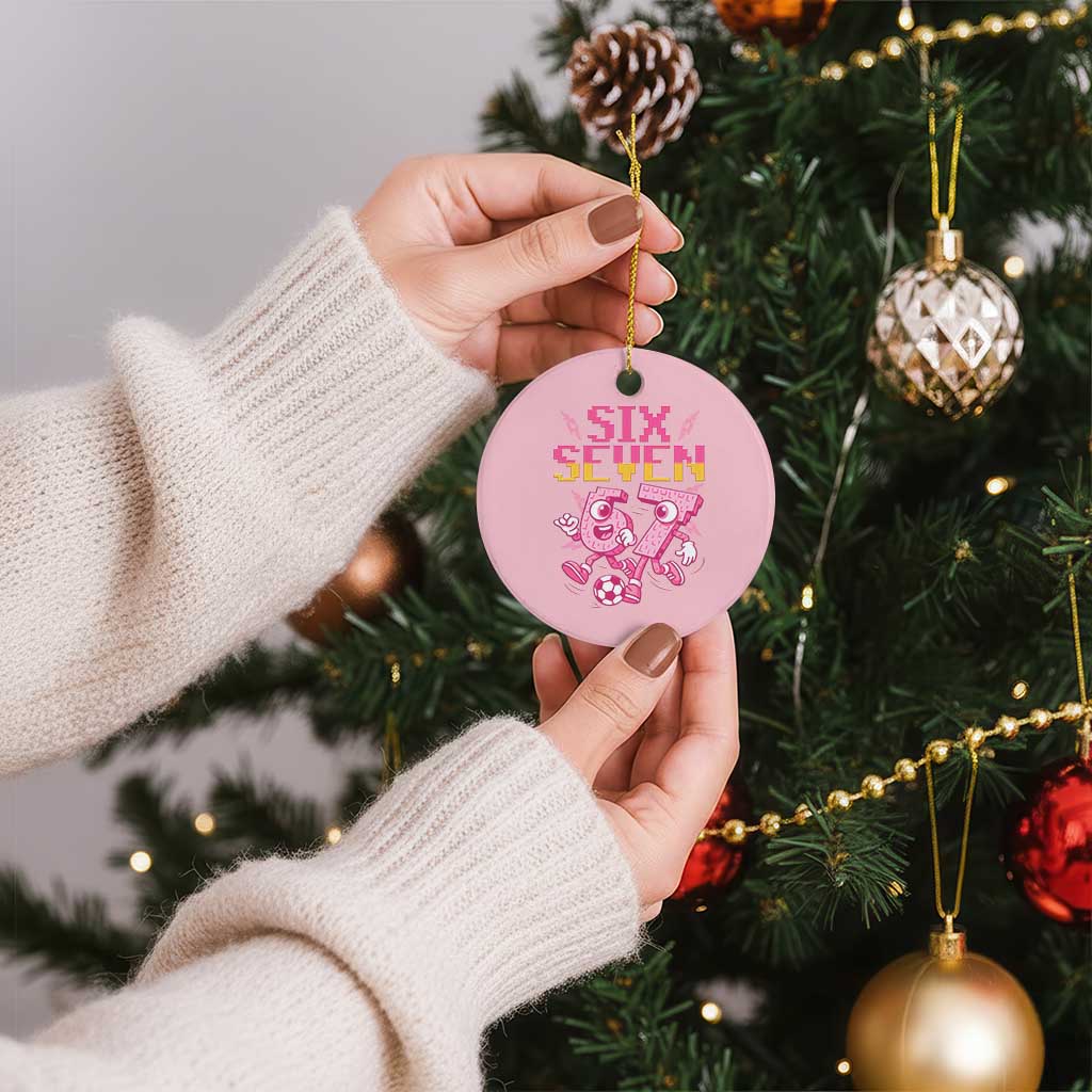 Funny Gen Z Alpha Gift Ceramic Ornament Six Seven Meme Soccer Lover