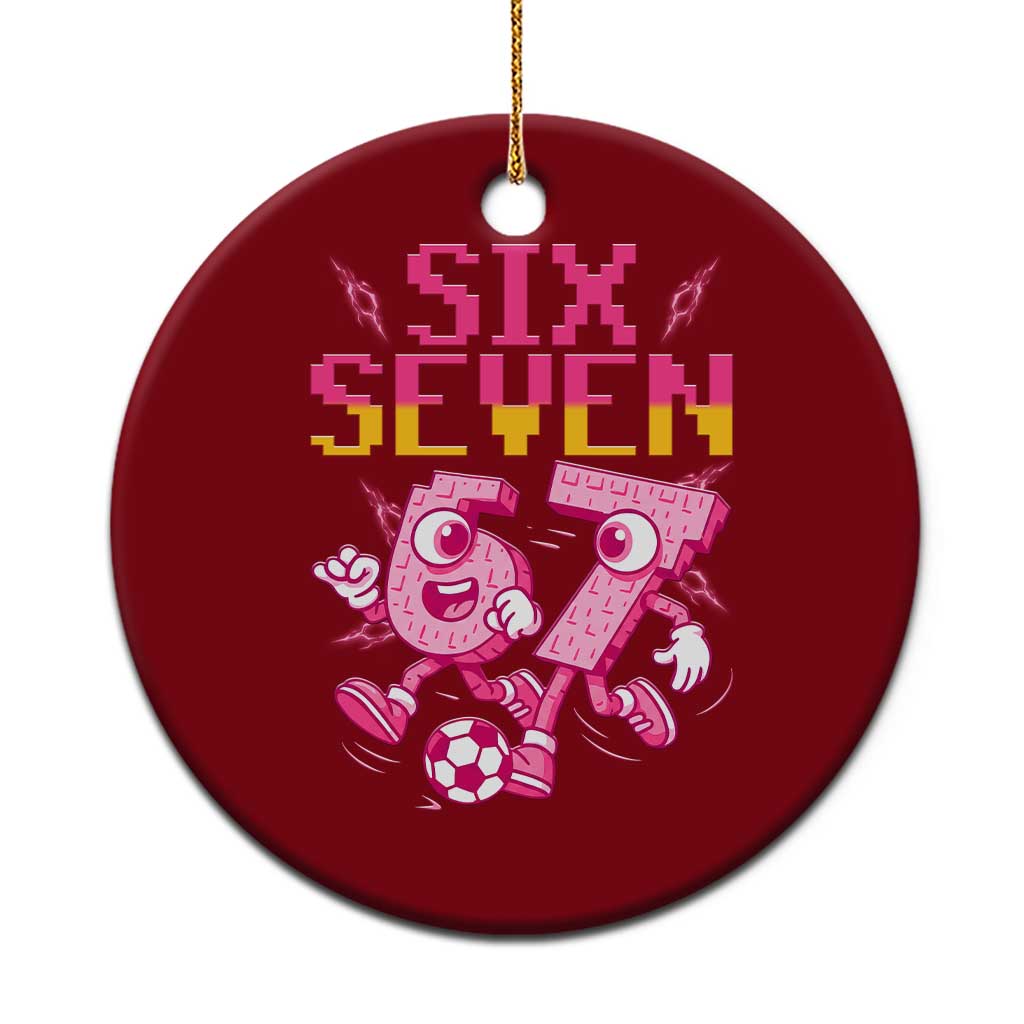 Funny Gen Z Alpha Gift Ceramic Ornament Six Seven Meme Soccer Lover