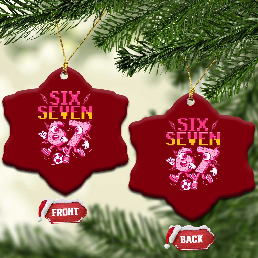Funny Gen Z Alpha Gift Ceramic Ornament Six Seven Meme Soccer Lover