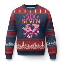 Funny Gen Z Alpha Gift Ugly Christmas Sweater Six Seven Meme Soccer Lover