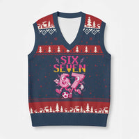 Funny Gen Z Alpha Gift V-Neck Knit Sweater Vest Six Seven Meme Soccer Lover