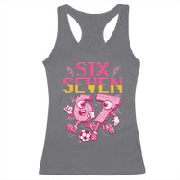 Funny Gen Z Alpha Gift Racerback Tank Top Six Seven Meme Soccer Lover