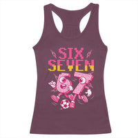 Funny Gen Z Alpha Gift Racerback Tank Top Six Seven Meme Soccer Lover