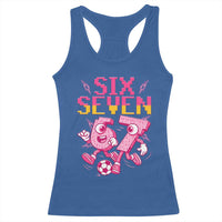 Funny Gen Z Alpha Gift Racerback Tank Top Six Seven Meme Soccer Lover
