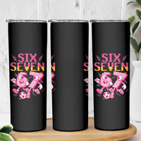 Funny Gen Z Alpha Gift Skinny Tumbler Six Seven Meme Soccer Lover