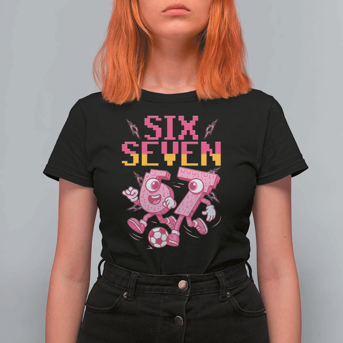 Funny Gen Z Alpha Gift T Shirt For Women Six Seven Meme Soccer Lover