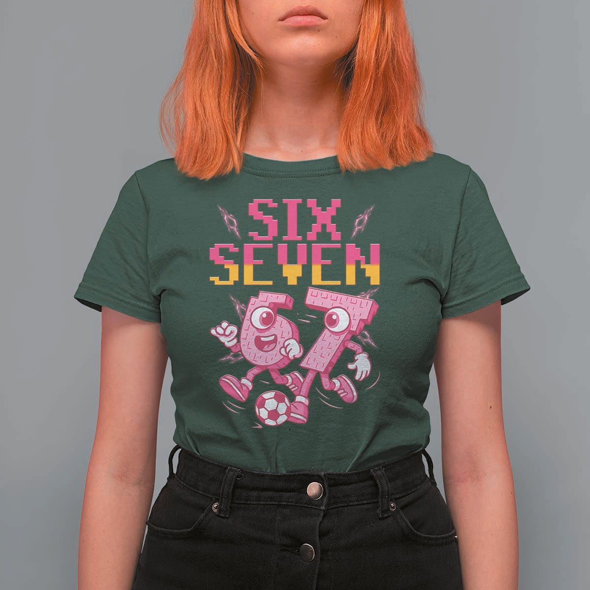 Funny Gen Z Alpha Gift T Shirt For Women Six Seven Meme Soccer Lover