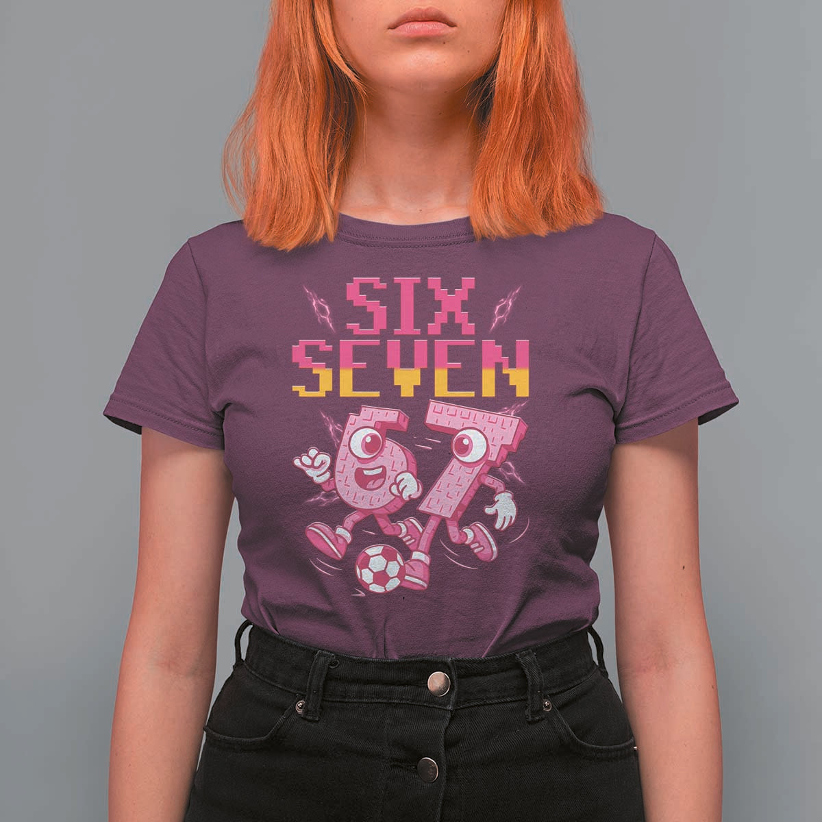 Funny Gen Z Alpha Gift T Shirt For Women Six Seven Meme Soccer Lover