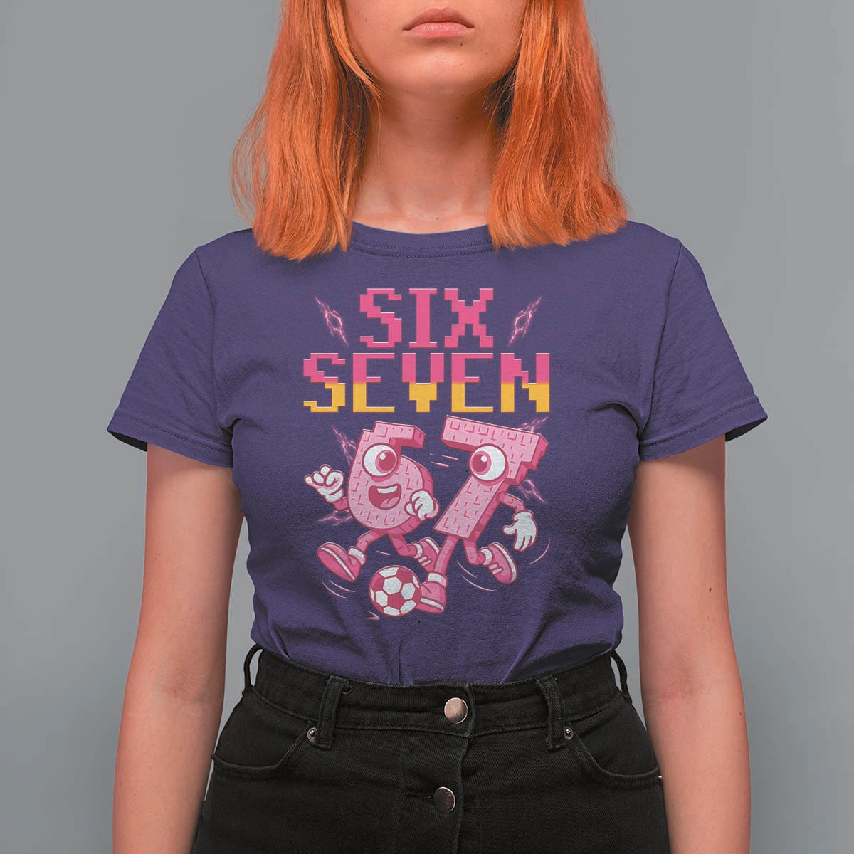 Funny Gen Z Alpha Gift T Shirt For Women Six Seven Meme Soccer Lover