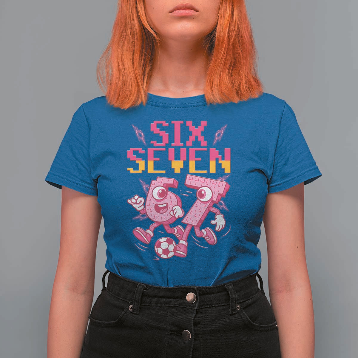 Funny Gen Z Alpha Gift T Shirt For Women Six Seven Meme Soccer Lover