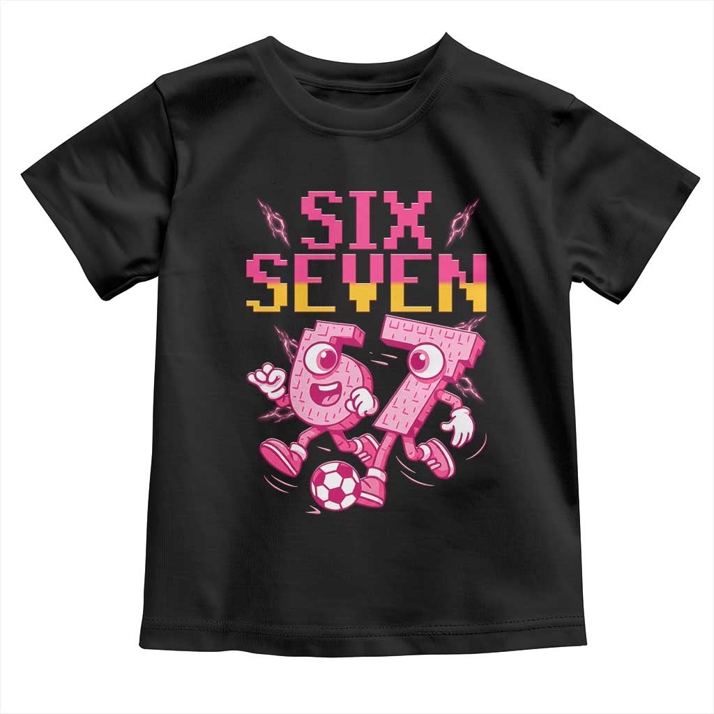 Funny Gen Z Alpha Gift Toddler T Shirt Six Seven Meme Soccer Lover