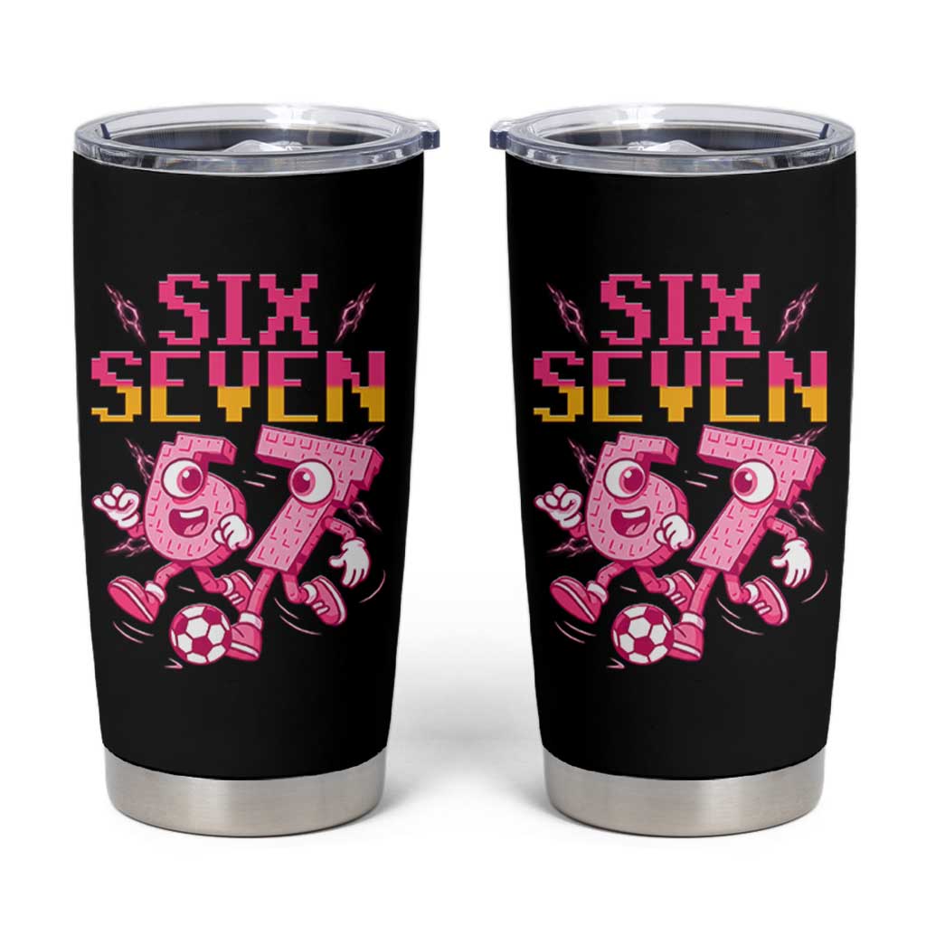 Funny Gen Z Alpha Gift Tumbler Cup Six Seven Meme Soccer Lover