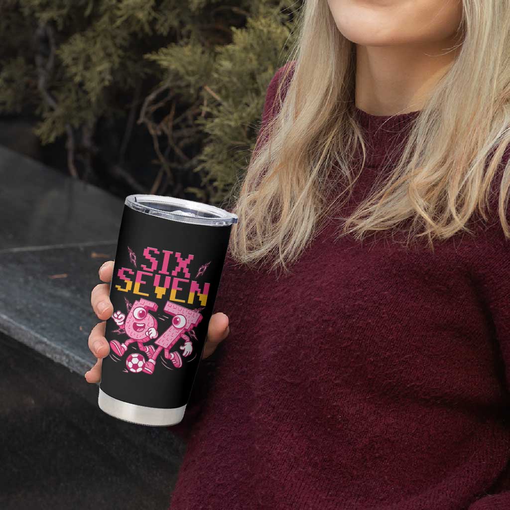 Funny Gen Z Alpha Gift Tumbler Cup Six Seven Meme Soccer Lover