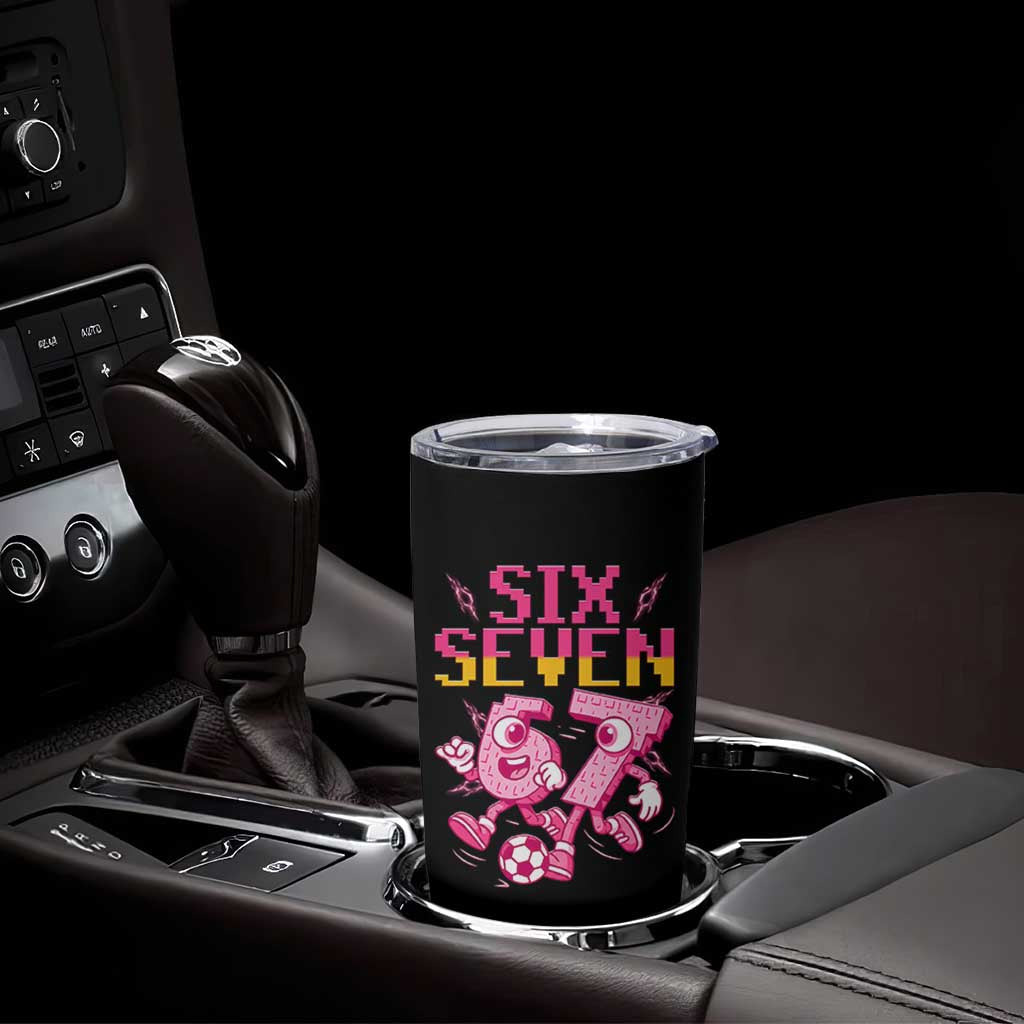 Funny Gen Z Alpha Gift Tumbler Cup Six Seven Meme Soccer Lover