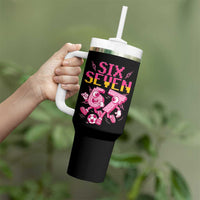 Funny Gen Z Alpha Gift Tumbler With Handle Six Seven Meme Soccer Lover