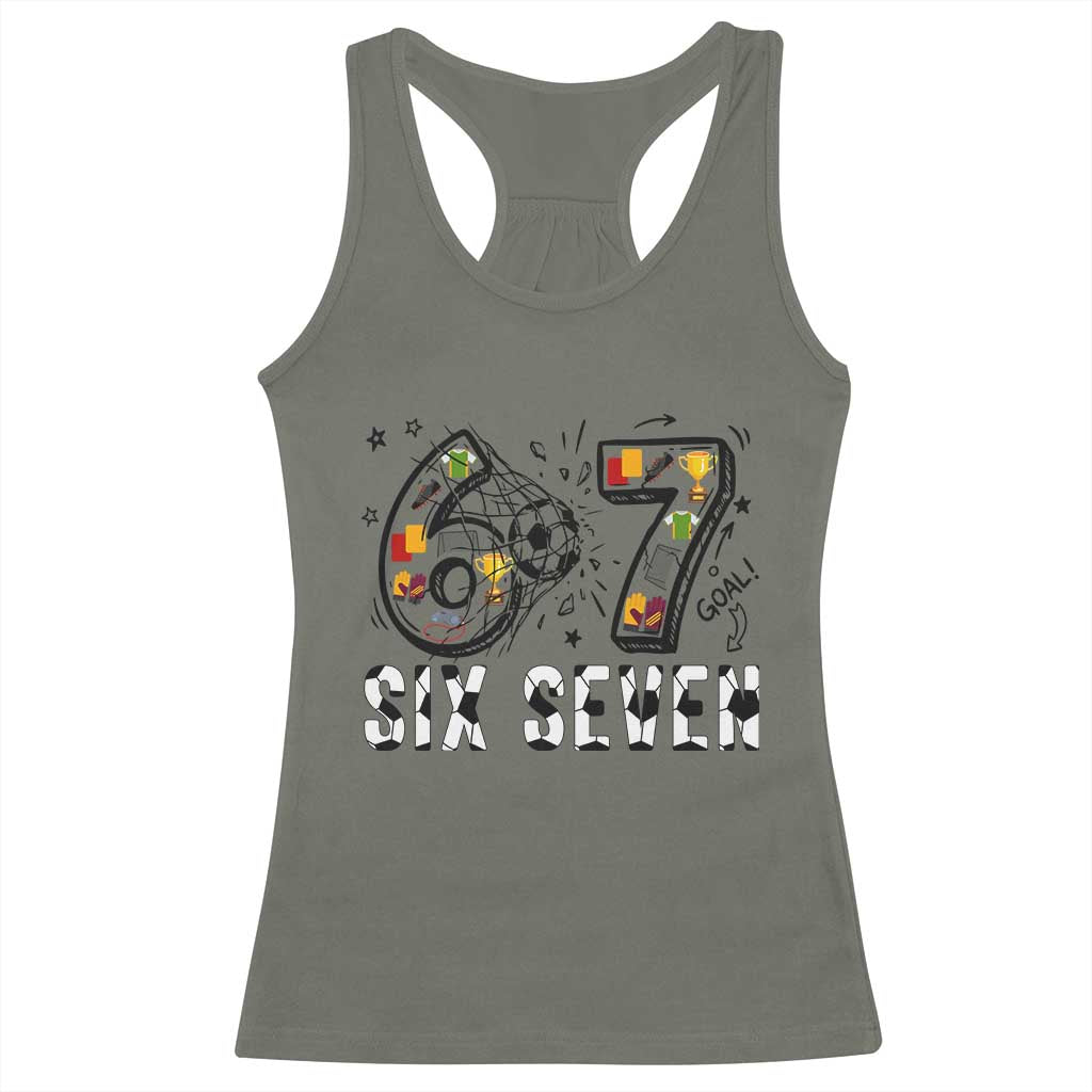Six Seven Meme Soccer Lover Racerback Tank Top Funny Gift For Gen Z