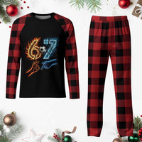 Funny Soccer Lover Plaid Pajama Set Six Seven Meme Trending Gift