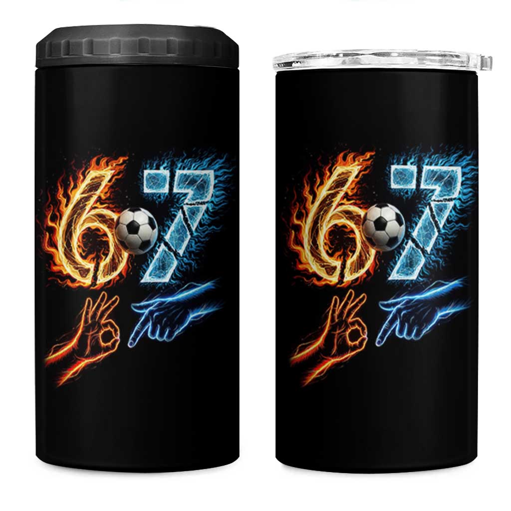 Funny Soccer Lover 4 in 1 Can Cooler Tumbler Six Seven Meme Trending Gift