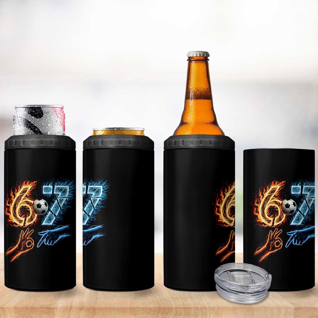 Funny Soccer Lover 4 in 1 Can Cooler Tumbler Six Seven Meme Trending Gift
