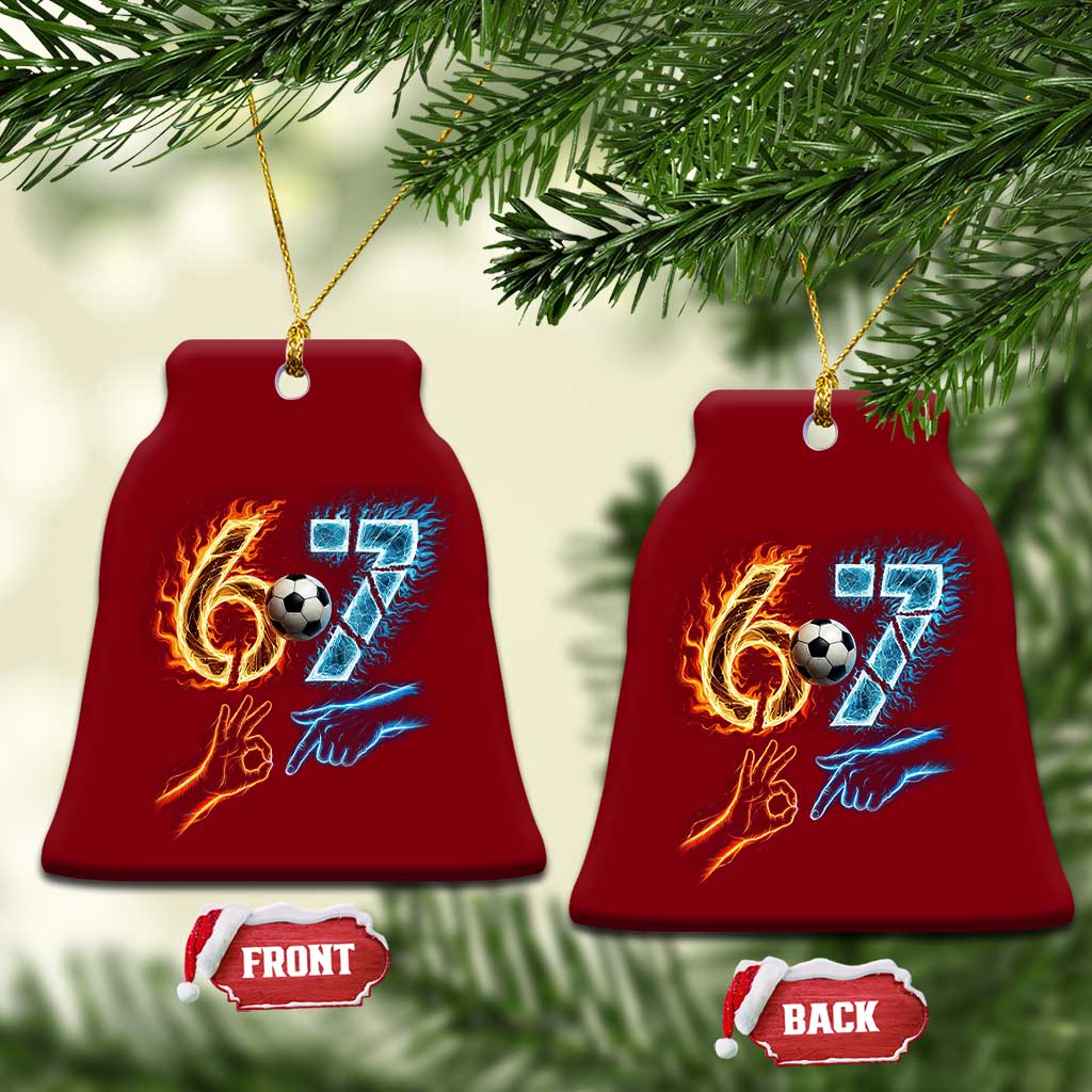 Funny Soccer Lover Ceramic Ornament Six Seven Meme Trending Gift
